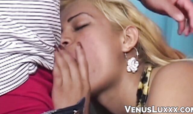 Bombshell trans Mala moans loud while getting stretched anally