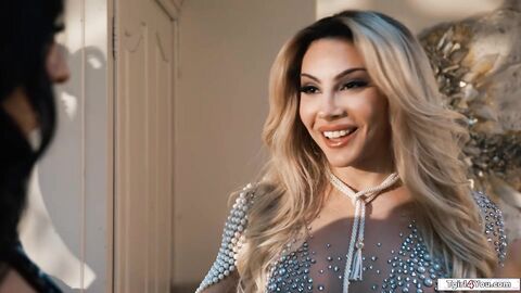 Busty tgirl fairy pops out of a diamond