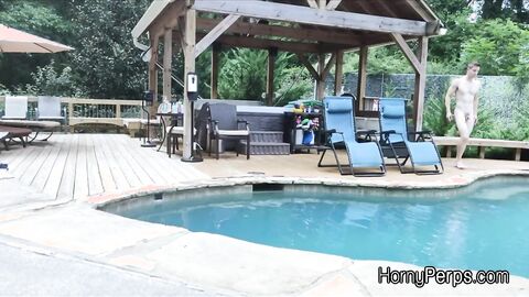 Barebacked for sneaking into the pool by security