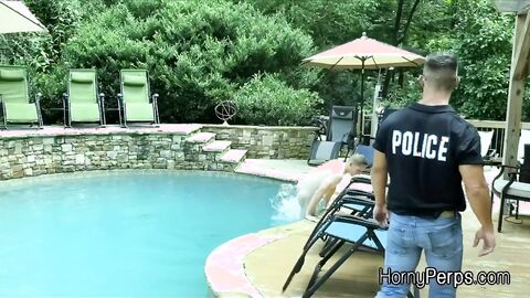 Barebacked for sneaking into the pool by security