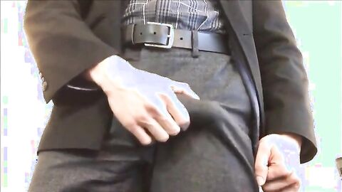Big-Cock Daddy Masturbating at Work