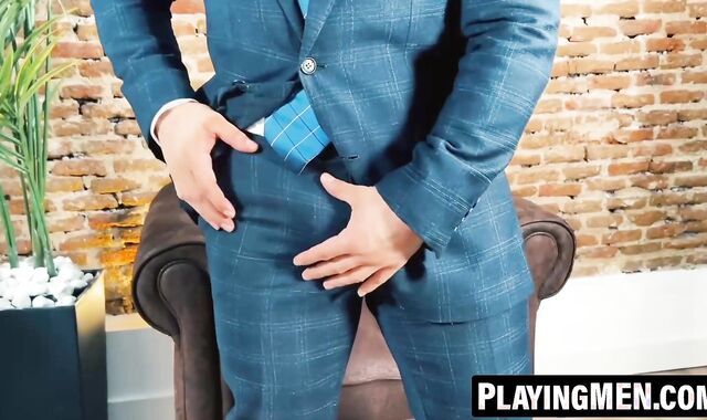 PlayingMen.com - Horny gay Little Brako solo jerking off session