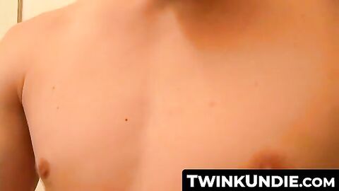 TwinkUndie.com - Solo twink Billy's teasing strokes lead to bursting cream and hot cu