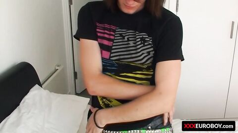 Young butt pirate strokes his giant dick and cums solo