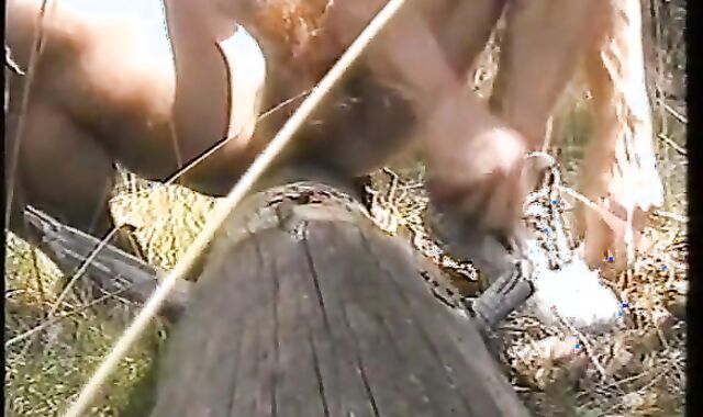 Outdoor Handjob Fun: Tree Trunk Humping Adventure