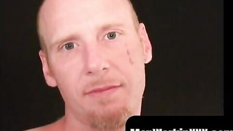 MenWorkinXXX.com - Rugged amateur hunk achieves orgasm during strong jerk off
