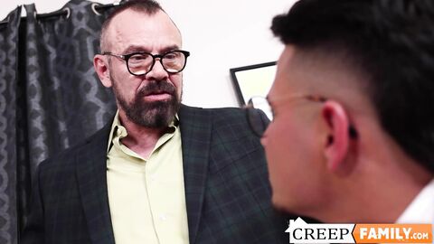 Bearded jock stepdad anal drilled his horny stud stepson