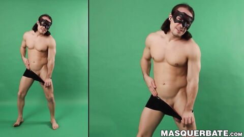 Hung jock Ricky jacks his enormous cock while stripping off