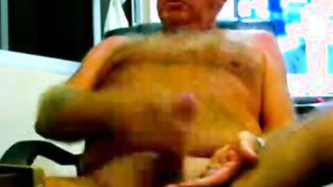 Old Man Stroking on Webcam