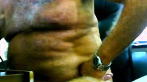 Old Man Stroking on Webcam