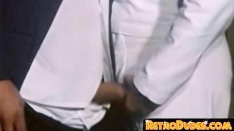 RetroDudes.com - Cute teenagers enjoy bareback spitroast threesome ass drilling