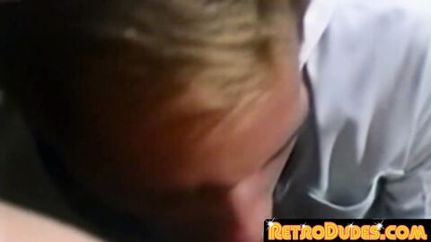 RetroDudes.com - Cute teenagers enjoy bareback spitroast threesome ass drilling