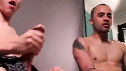 Big dicked buddies taking a good stroke together