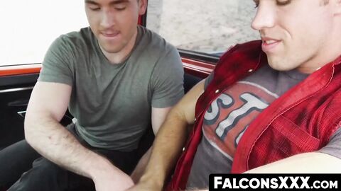 FalconsXXX.com - Jocks Alex Mecum and Fane Roberts in a mutual blowjob session in a w