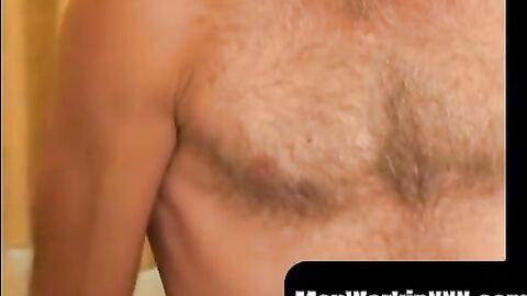 MenWorkinXXX.com - Rough older guy strips naked and tugs his big hard cock vigorously