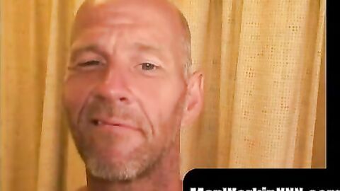 MenWorkinXXX.com - Rough older guy strips naked and tugs his big hard cock vigorously