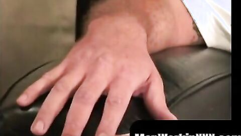 MenWorkinXXX.com - Tattooed mature guy jerks off his hard meat and unleashes loads of
