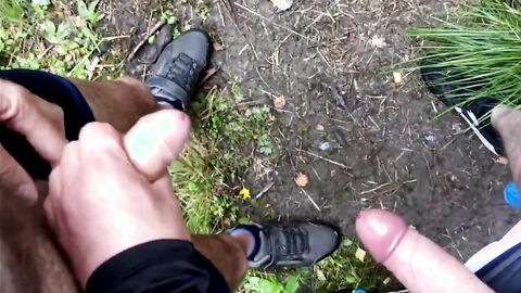Wanking in the Woods: Old and Young Handjob Adventure