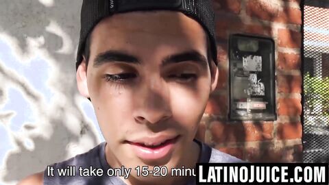 Latino hunk gets topped and painted with hot jizz