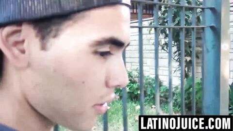 Latino hunk gets topped and painted with hot jizz