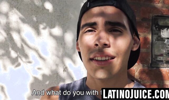 Latino hunk gets topped and painted with hot jizz