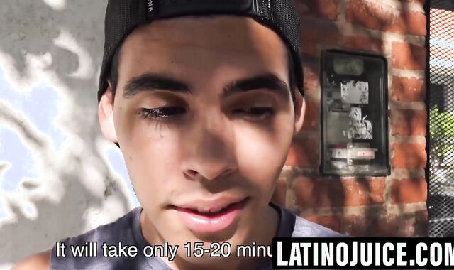 Latino hunk gets topped and painted with hot jizz