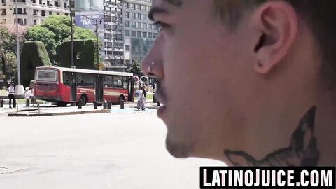 Tatted Latino takes two cocks bare in a threesome