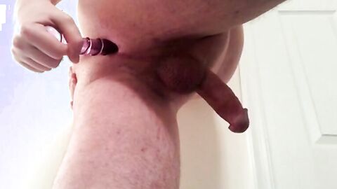 Twink Plays with Glass Dildo Until He Cums Hard