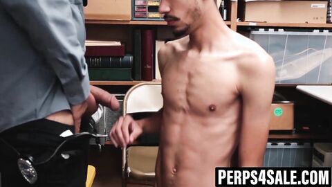 Skinny black thief gets split open by officers fat cock