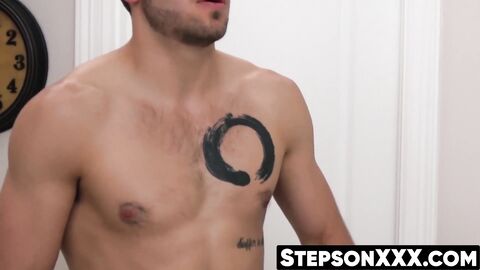 Big dicked daddy penetrates stepson's virgin hole slowly