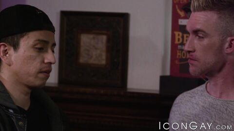 Brendan Patrick begs for Wesley Woods and Link Parkers dick inside him