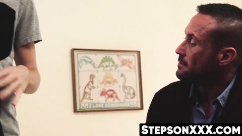 Athletic stepson sprays cum while riding daddy's thick cock