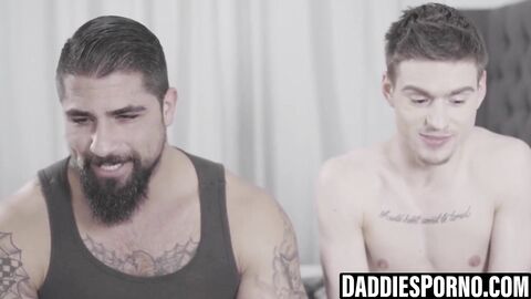 Muscled hunk breeds stepson after throat training