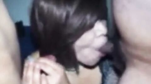 Mature Asian Crossdresser Sucks Two Cocks