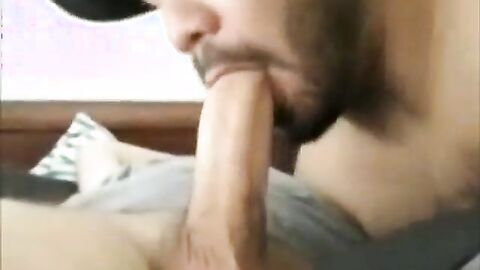 Twink Cock Sucking by Hunk with Perfect Lips