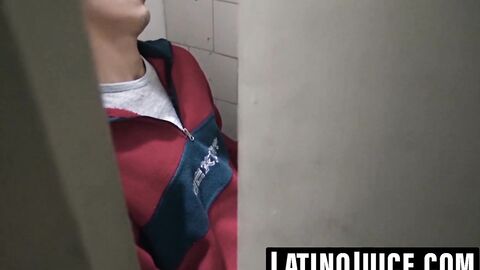 Straight Latino sucks then takes dick in bathroom