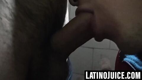 Straight Latino sucks then takes dick in bathroom