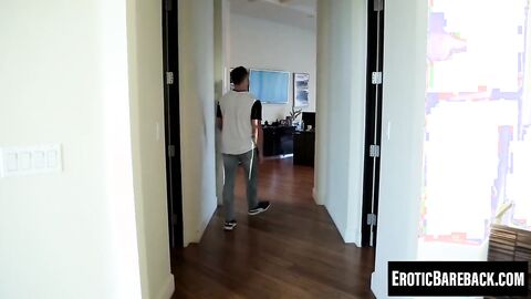 Markie mounts Johnny for rough behind pounding