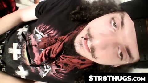 Str8Thugs.com - Homosexual thug with long hair's solo dick spanking and cum blasting