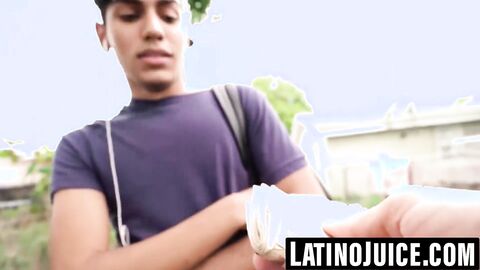 Latino twink barebacked outdoors for quick money