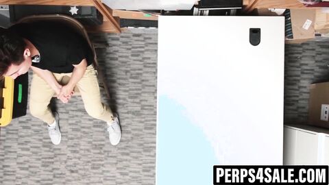 Young perp bounces on officers huge black dick raw