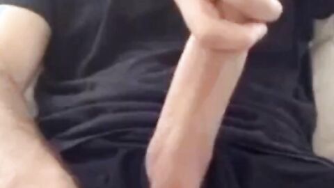 Muscular amateur strokes his big hard cock with a thick bellend