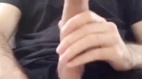 Muscular amateur strokes his big hard cock with a thick bellend