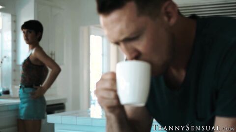 TS Daisy Taylor catches stepdad Pierce Paris jerking then fucks him