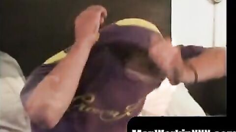 MenWorkinXXX.com - Tattooed dude enjoys smoking cigars and gently jerking off his coc