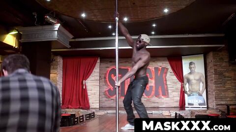 MaskXXX.com - Black stripper's blowjob reception from mature cock lover Pascal