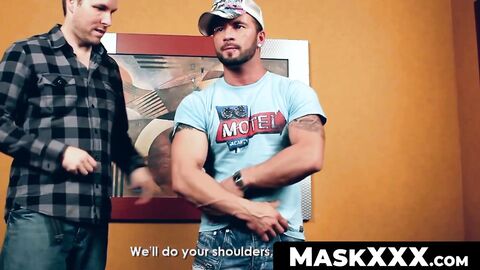 MaskXXX.com - Manuel Deboxer's tattooed body and solo masturbation scene