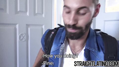 Bearded straight Latino rides cock and takes cum in mouth