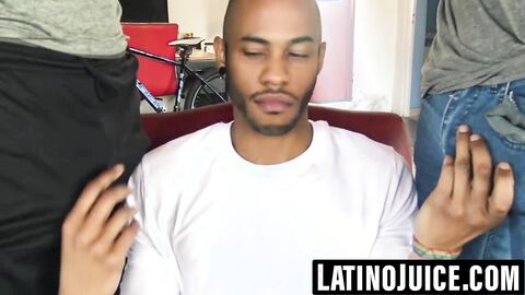 Hung hunk sucks cock then double teams straight boy