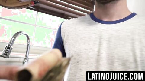 Straight Latino paid to be a gay breeding slut